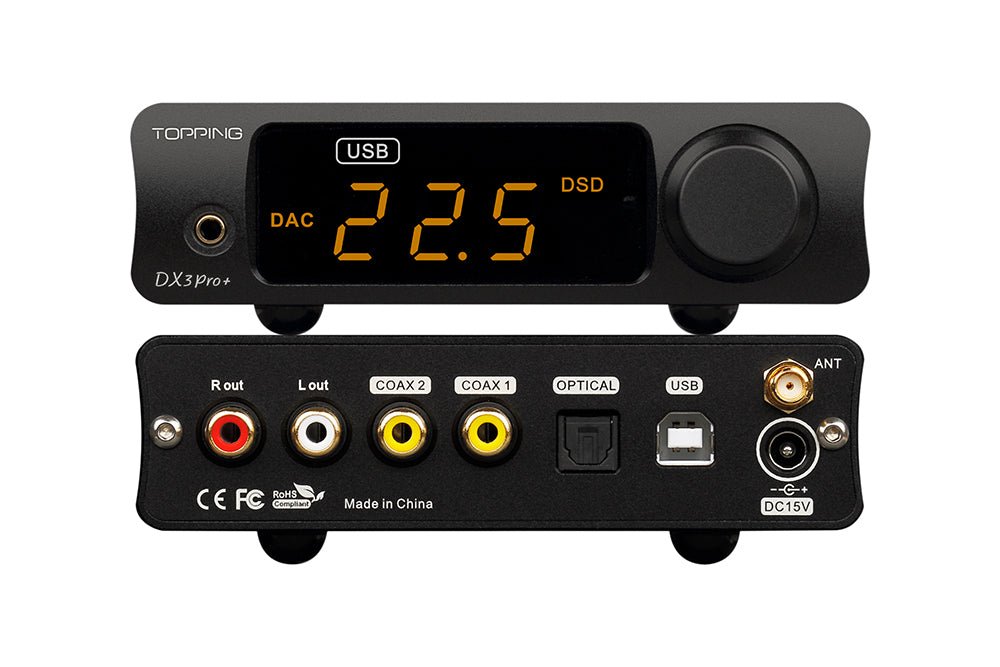Topping DX3pro+ DAC E Amplificatore Per Cuffie – ES9038Q2M, Bluetooth 5.0 LDAC, Ingressi USB/ottico/coassiale, Telecomando